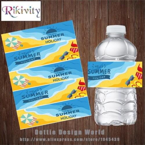 20 Pcs Custom Holiday Beach Birthday Party Water Bottle Labels Candy Bar Wrapper Wine Stickers Baby Shower Wedding Decoration