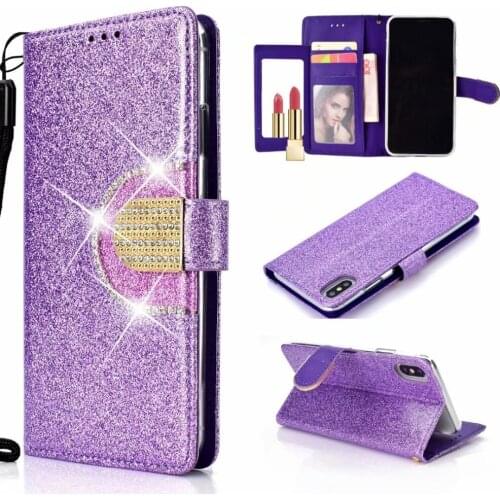 10pcs/lot Glitter Crystal Sparkle Shiny Bling leather case for Samsung S10 lite e note 9 A9 A8 A7 J8 J6 J4 A6 2018 S9 plus