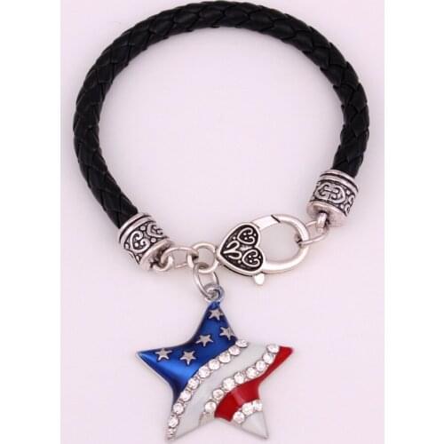 Unisex Pendant Bracelet Cute Star Pattern With Crystals Beautiful Enamel Patriot Sporty Style Fashion Design Dropshipping