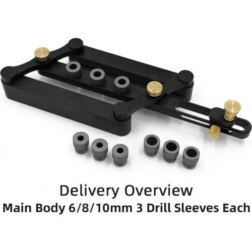 FOXBC Centering Positioning Punch Straight Hole Doweling Jig Kit 6/8/10mm Drill Guide Adjustable Clip Woodworking Tools