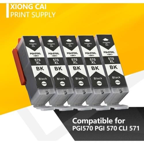 5pcs Black PGI570 PGI 570 Compatible Ink Cartridges For Canon PIXMA MG5750 MG5751 MG5753 MG6850 MG6851 MG6852 MG7750 PGI-570