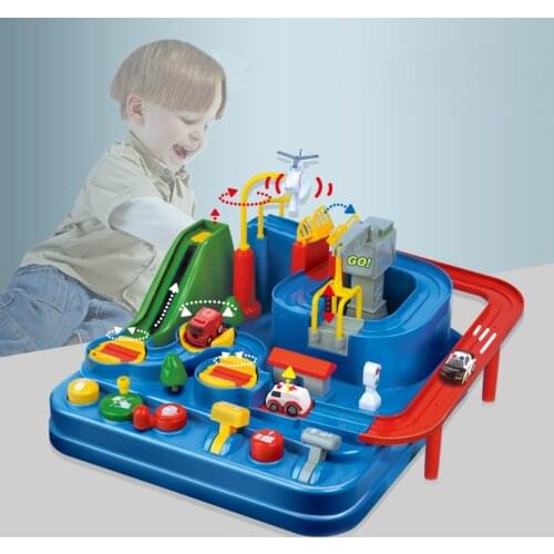 Puzzle Baby Early Educational Toy Racing Train Tracks Rail Cars Adventure Manual Car Model Table Game Puzzle Toys