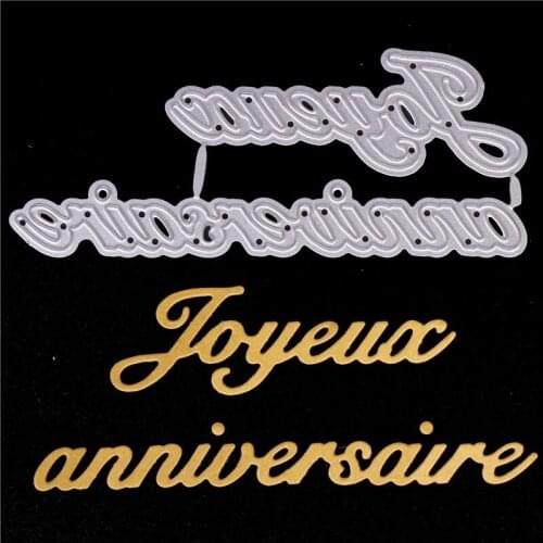 French word Metal Cutting Dies for Diy Scrapbooking Die Cut New Paper Card Making Craft Embossing Photo Happy Birthdaytampons