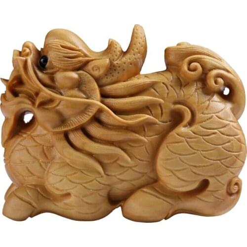 Chinese dragon animal Kylin wood good s Crafts boxwood Carvings home ornaments
