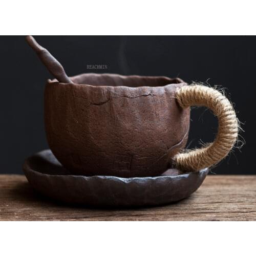 High capacity Classical handmade Rough Ceramic mug Nostalgic Pastoral Art Ugly Cup