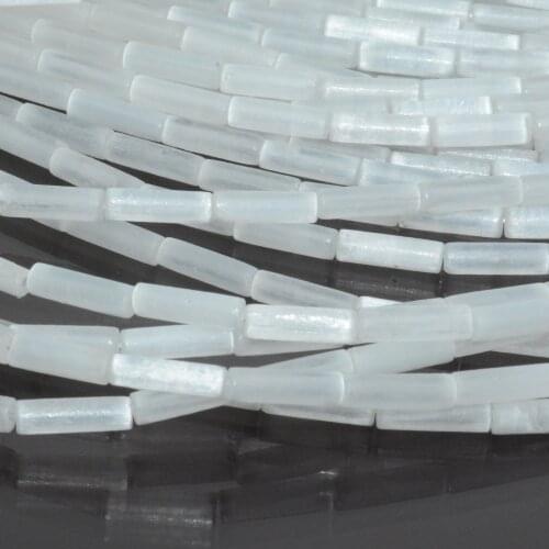 Natural Selenite Round Tube Beads 4x13mm , No Resin Cover