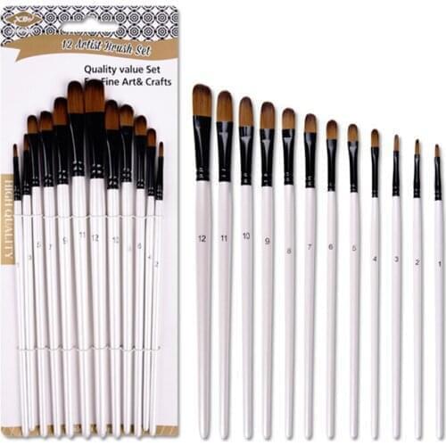 6PCS Paintbrush Set Nylon Hair Paint Brush Set for Acrylic Oil Painting Artist Professional Painting Kits Pearl White Brush Set