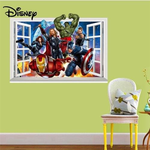 Disney Avengers stickers broken wall 3D stickers childrens room background stickers