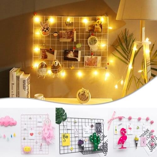 Home Wall Decoration Ins Iron Grid Decor Frame Hanging Rack Wall Display Art Storage Box Basket Mesh Shelf Rack Holder Organizer