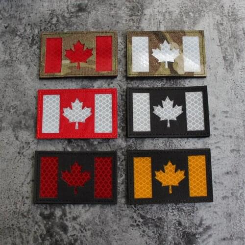 Canada Maple Leaf Nylon Velcro Patch Laser Engraved IR Reflective Chapter Flag Army Tactical Armband Sticker Badge