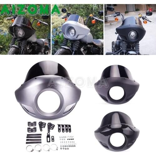 5 3/4" Motorcycle Headlight Fairing Cover Front Cowl Mask Windshield For Harley Softail Fat Bob Sportster Iron FX XL 1200 833