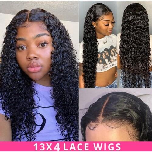 Deep Curly Lace Front Wig Human Hair Wigs For Black Women Deep Wave wig 150% Density Wet And Wavy Water Wave Lace Front Wig