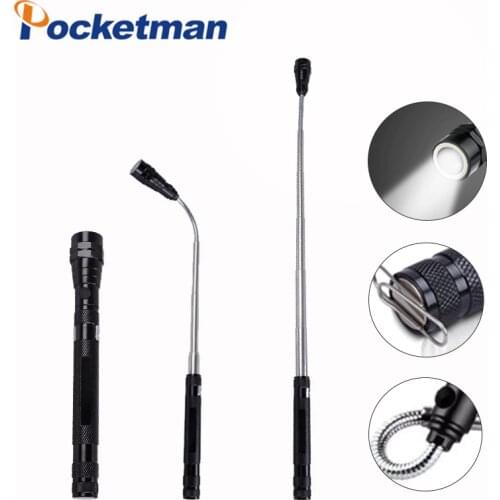 Portable flashlight Flexible Head Flashlight Torch with a magnet Telescopic Flexible 3 LED lamp Pick Up Tool Lamp Light