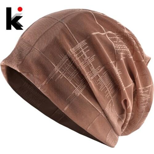 Turban Beanies Women Outdoor Multipurpose Hat Scarf Fashion Knitted Solid Plaid Skullies Bonnet Men Sport Hip Hop Beanie Hats