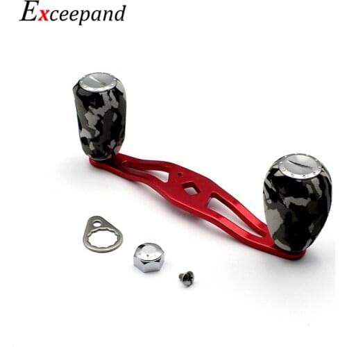 Exceepand 95mm Baitcasting Reel Gray CAMO Knobs Red Metal Fishing Reel Handle Low Profile for Abu Garcia Daiwa DIY Accessory