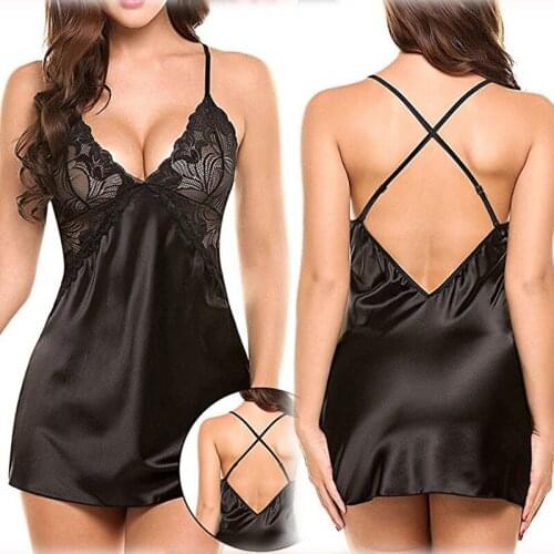 Temperament And Interest Underwear Sexy Imitation Ice Silk Back Cross Suspender High Quality Nightdress Cozy Sexy Suit