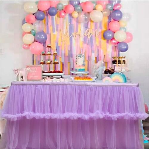Tulle Tutu Table Skirt tablecloth Pink 3 Layer Hotel Dinner Tableware Decoration Wedding Birthday Baby Shower party decoration