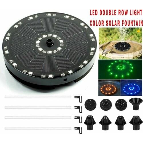 1 Set Solar Powered Colorful LED Water Fountain With 7 Nozzle Heads For Garden Pool Pond Aquarium Outdoor Bird Bath