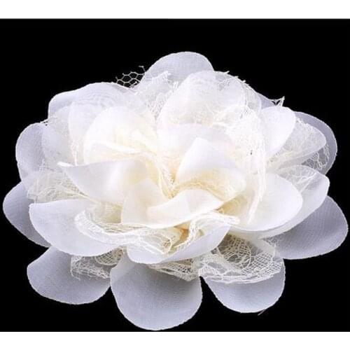 20Pcs Chiffon Ruffles Flowers Baby Girls Hair Accessories Artificial Flower No Hair Clips Flowers for Headband And Rose Wedding