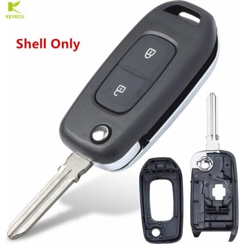 KEYECU Replacement Flip Remote Key 2 Button Case Shell Fob for Renault / Dacia Logan 2 Logan II 2018 2019 2020