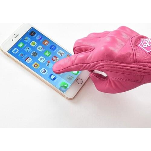 SSPEC Women Motorcycle Gloves Touch Screen Motocross Electric Bike Gloves Real Leather Moto Glove