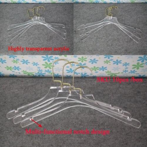 Original factory hot sale per lot10 pieces hangers free shipping plastic transparent Acrylic young girl clothes storage hanger