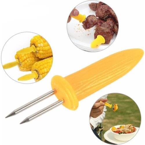 10Pcs Twin Prong Skewers Barbecue Fork Fruit Corn Holder BBQ Fork Garpu Tool Food Forks BBQ Tool For Picnic Camping Barbecue