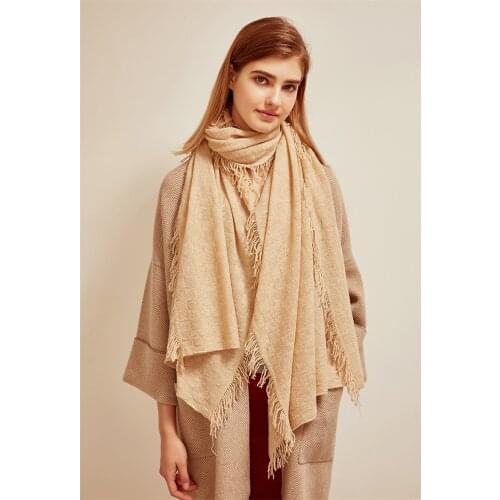 100%cashmere knit women fashion solid color dark plaid scarf shawl pashmina 65x185cm 4side small tassel