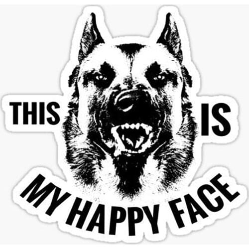 13cm THIS IS MY HAPPY FACE Belgian Malinois Vinyl Decal Sticker for Window Sign Art Print Pet Dog Black Cool and Creative