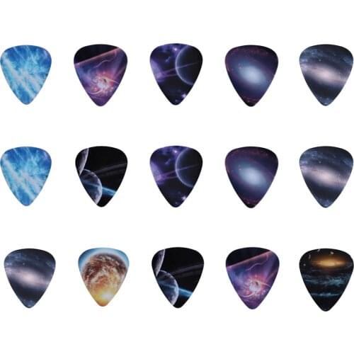 15pcs Guitar Picks PVC Ukulele Plectrums Three Thicknesses Portable Music Instrument Picks Guitar Accessories Pattern Random