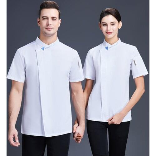 2021 New Kitchen Chef Jacket Short Sleeve Chefs Uniform Women Man Catering Restaurant Hotel Cook Coat Bakery Cooking Work Wear