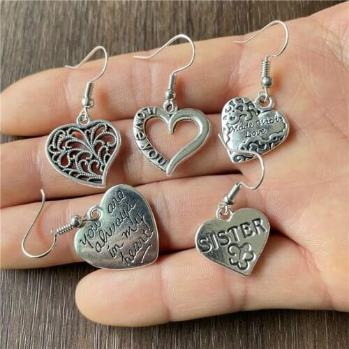 3 colors sweet and lovely for life metal alloy heart-shaped earrings pendants Fashionable and beautiful womens jewelry products