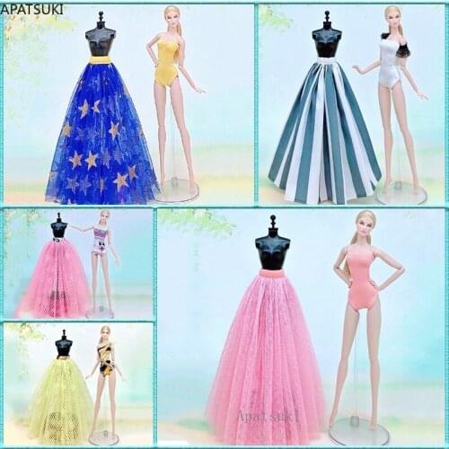 5sets/lot Underwear Swimwear For Barbie Doll Clothes Monokini Swimsuit & Striped Skirt Dress 1/6 Dolls Accessories Child Toys
