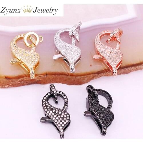 5PCS, CZ Lobster Clasp, CZ Clear Micro Pave Lobster Claw Clasp, Cubic Zirconia Clasp/Enhancer, DIY, Jewelry Making
