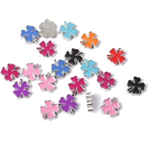 60PCS Mixed Colours Enamel Four Leaf Clover Flatbacks #24925