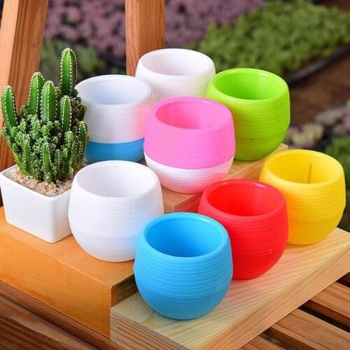7*7cm Mini Round Plastic Flower Pot Garden Decor Micro Landscape Planter Unbreakable Flowerpot LX7378