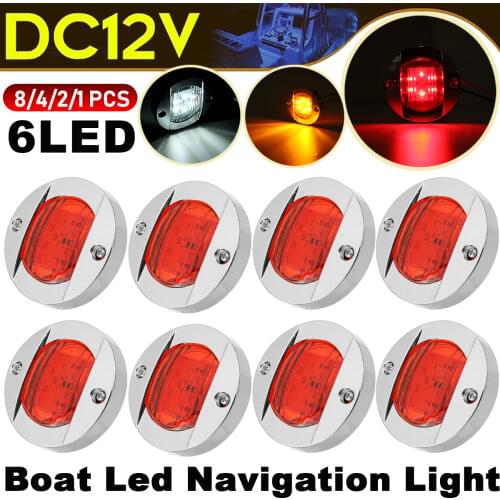 8/4/2/1 PCS DC12V 6 LED Marine Round Navigation Lights Boat Yacht Transom Mount Anchor Stern Lights Lamp Marker Side Light