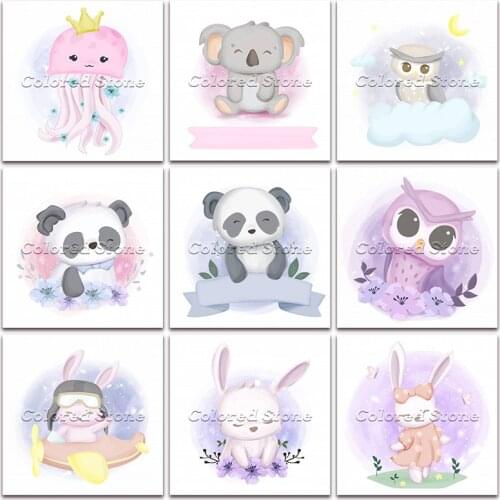 New Diamond painting Cartoon Animals Octopus koala owl panda rabbit 5D DIY Full Square Drill embroidery Round mosaic Drawing 135