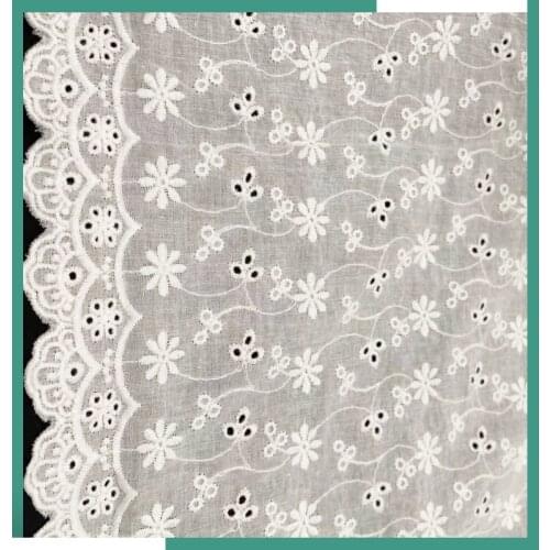 White Floral Hollow Lace Cloth Embroidered Womens Summer Cotton Cloth Hollow Lace Fabric