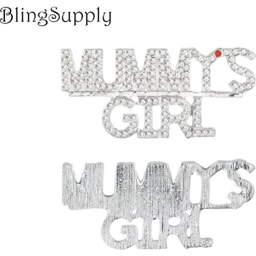 Free shipping flatback Mummys Girl rhinestone button for DIY 46X21mm 10PCS/LOT(BTN-5645)