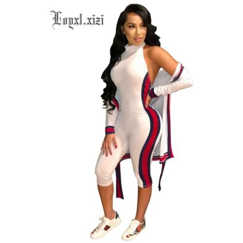 Spring summer hot selling sling sexy side classic color stripes splicing stitching pants two pieces slim fit suit LQ0060