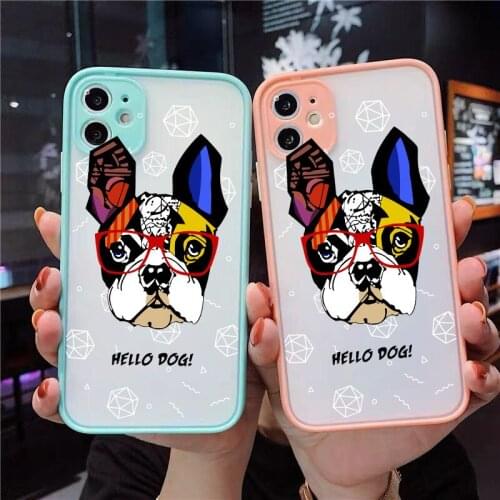 Phone Case for IPhone 12 11 Pro Max 7 8 6 Plus Soft Silicone Bumper for IPhone X XS MAX XR SE2 Cases Cute Cartoon Bulldog Cover