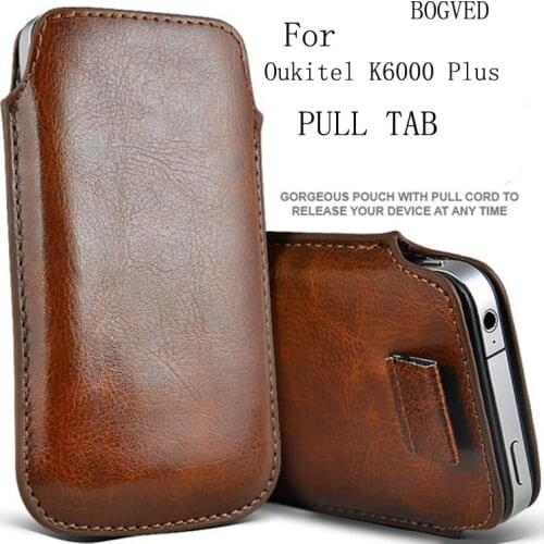 Casteel PU Leather Case For Oukitel K6000 PLUS U7 PLUS U15 PRO U15PRO U15S Pull Tab Sleeve Pouch Bag Case Cover Shield