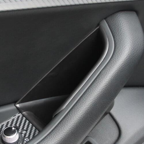 Black Car Door Armrest Box Storage Box Decoration Cover Trim ABS For Audi A4 2017 2018 Auto Interior Accessories
