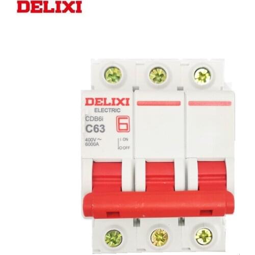 DELIXI Miniature circuit breaker MCB CDB6i 6KA 3P type C 230V/400V 1A 2A 3A 4A 6A 10A 16A 20A 25A 32A 40A 50A 63A