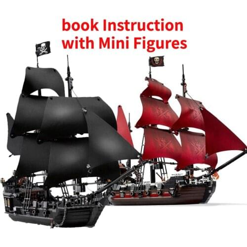 Black Pearl Ship Compatible with Pirates Ships 4184 4195 Caribbean Model Building Blocks with Figures Birthday Gifts Kids Toys