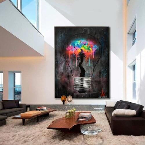 Light Bulb Graffiti Wall Art Canvas Painting Posters Prints Canvas Painting Modern Art For Living Room Decor Picture