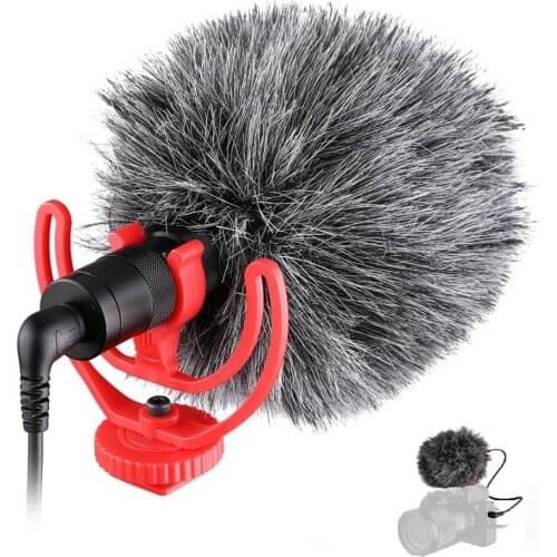 YC-VM100 Video Record Microphone Compact VideoMicro On-Camera Recording Mic for iPhone Youtube Nikon Canon DSLR Camera Camcorder