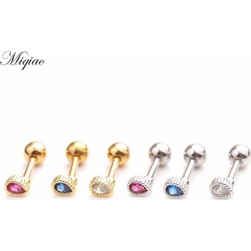 Miqiao 2pcs Explosive All-match Stainless Steel Drop-shaped Straight Bar Earrings Body Piercing Jewelry