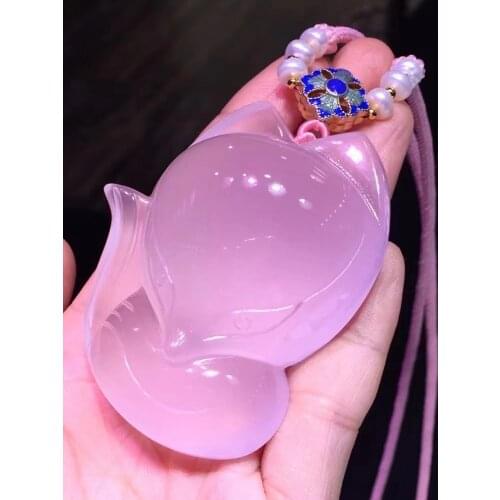 Natural Pink Rose Quartz Star Light Fox Pendant 61.51.25mm Necklace Mozambique Women Men Heart Love Jewelry AAAAA